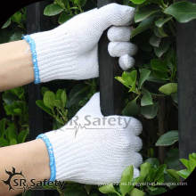 SRSafety 7 Guantes tejidos blanqueados de poliéster algodón blanco barato